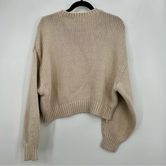 Good American Crewneck Chunky Knit Sweater Pullover Cropped Cream 5/6 2XL / 3XL - Picture 4 of 8